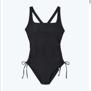 Summersalt • Cinched Current One Piece Swimsuit Black Ribbed Small / 4